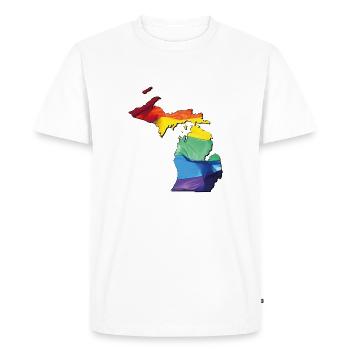 Michigan (États-Unis) | Drapeau réel | LGBTQIA+ - T-shirt Premium bio Homme - blanc - Devant - Nico (187cm)