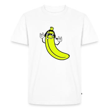 Funny DJ Banana Fruit Sunglasses Party Music - Men's Premium Organic T-Shirt - white - Front - Nico (187cm)