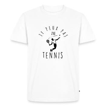 Je peux pas, j'ai tennis. - T-shirt Premium bio Homme - blanc - Devant - Nico (187cm)