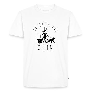 Je peux pas, j'ai chiens. - T-shirt Premium bio Homme - blanc - Devant - Nico (187cm)