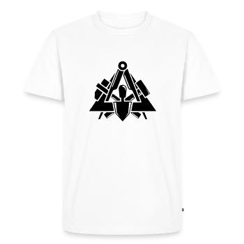 Logo de la guilde des maçons - T-shirt Premium bio Homme - blanc - Devant - Nico (187cm)