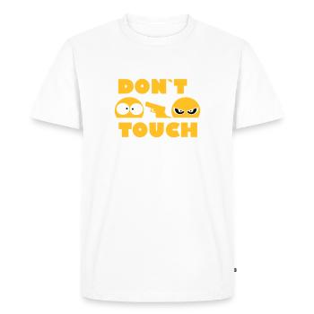 don't touch me - boy - my and your own text - Men's Premium Organic T-Shirt - white - Front - Nico (187cm)