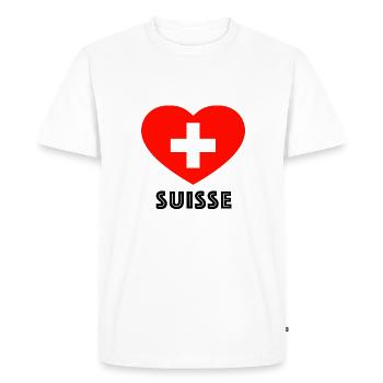 Suisse Heart Shirt pour la Coupe du Monde - T-shirt Premium bio Homme - blanc - Devant - Nico (187cm)