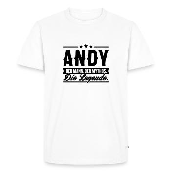 Man Myth Legend Andy - T-shirt Premium bio Homme - blanc - Devant - Nico (187cm)
