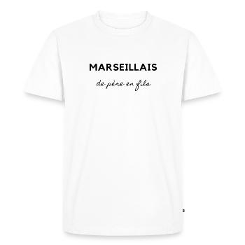 Marseillais - T-shirt Premium bio Homme - blanc - Devant - Nico (187cm)