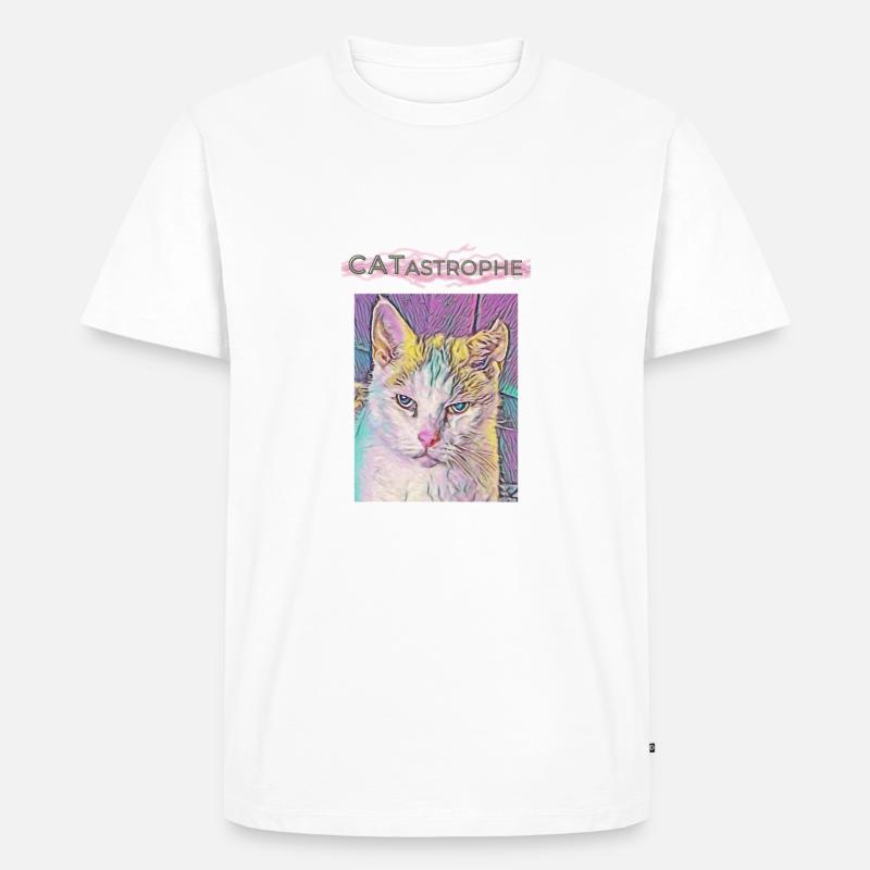 Catastrophe, Chat - T-shirt Premium bio Homme - blanc
