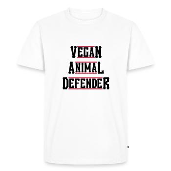 VEGAN ANIMAL DEFENDER western - Men's Premium Organic T-Shirt - white - Front - Nico (187cm)