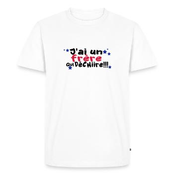 mon frère déchire - T-shirt Premium bio Homme - blanc - Devant - Nico (187cm)
