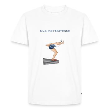 Baignade bretonne - T-shirt Premium bio Homme - blanc - Devant - Nico (187cm)