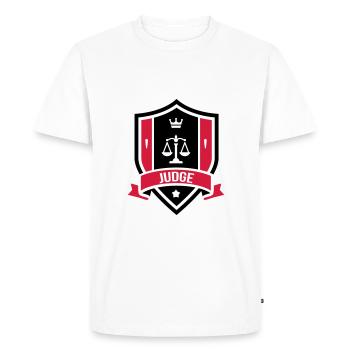 Juge / Justice / Loi / Tribunal / Magistrat - T-shirt Premium bio Homme - blanc - Devant - Nico (187cm)
