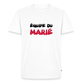 Marié / Mariage / Mariée / Marie / Couple / EVG - T-shirt Premium bio Homme - blanc - Devant - Nico (187cm)