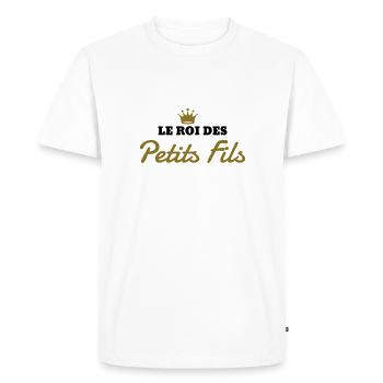 Petit fils / Petite fille / Papy / Mamie / Famille - T-shirt Premium bio Homme - blanc - Devant - Nico (187cm)