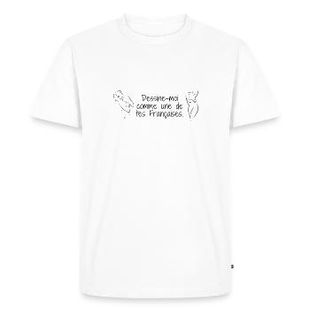 Dessine-moi comme l'une de tes Françaises - T-shirt Premium bio Homme - blanc - Devant - Nico (187cm)