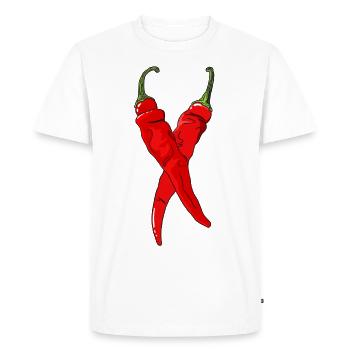 Chili Piment Piment Piment Poivre Paprika Nourriture épicée - T-shirt Premium bio Homme - blanc - Devant - Nico (187cm)
