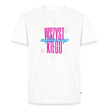 Joyeux anniversaire - langue polonaise - T-shirt Premium bio Homme - blanc - Devant - Nico (187cm)