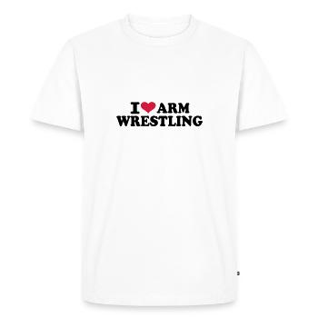 I love Arm wrestling - T-shirt Premium bio Homme - blanc - Devant - Nico (187cm)