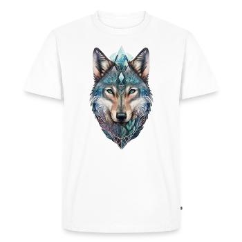 Loup Aquarelle Forêt Animal Faune Mandala Animal - T-shirt Premium bio Homme - blanc - Devant - Nico (187cm)