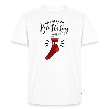 Happy Birthday Cool Sock - 30th Birthday - Men's Premium Organic T-Shirt - white - Front - Nico (187cm)
