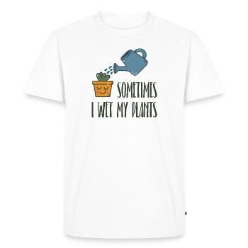 Parfois, je mouille mon cadeau de plantes - T-shirt Premium bio Homme - blanc - Devant - Nico (187cm)