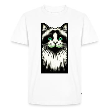Visage de chat - T-shirt Premium bio Homme - blanc - Devant - Nico (187cm)