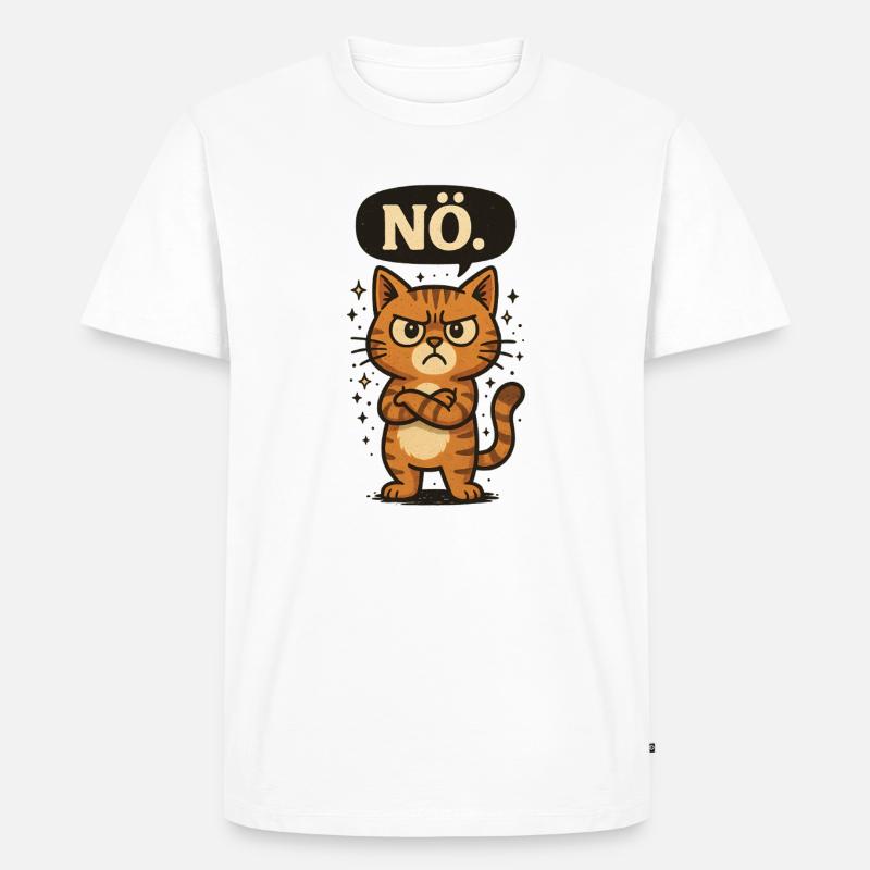 Statement Nö Katze Nein Spruch - Männer Premium Bio T-Shirt - Weiß
