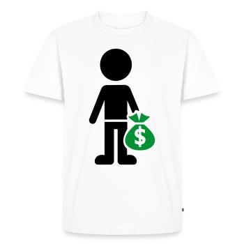 Arnaque d’argent d’entreprise - T-shirt Premium bio Homme - blanc - Devant - Nico (187cm)
