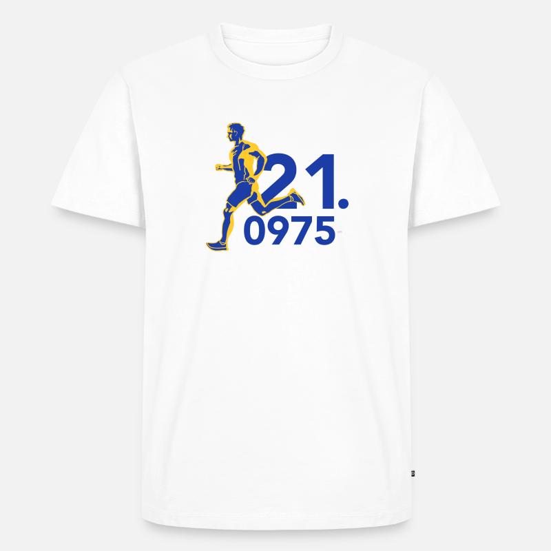 Halbmarathon 21.0975 - Männer Premium Bio T-Shirt - Weiß