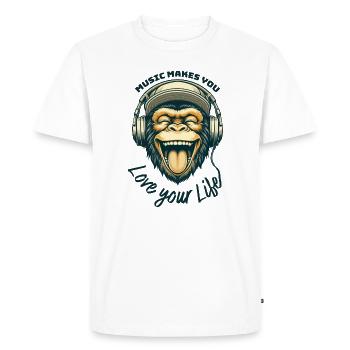 music makes you love your Life - Men's Premium Organic T-Shirt - white - Front - Nico (187cm)