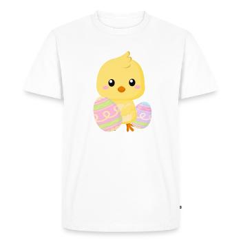 Cute little Easter chick with Easter eggs - Men's Premium Organic T-Shirt - white - Front - Nico (187cm)