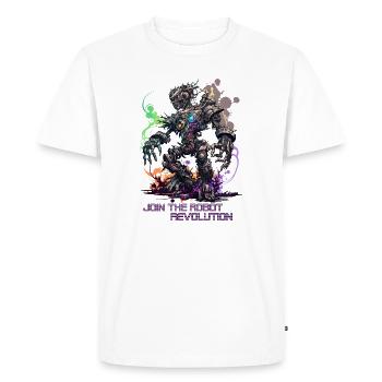 Rejoignez la révolution robotique ! - T-shirt Premium bio Homme - blanc - Devant - Nico (187cm)