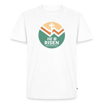 Le Seigneur est ressuscité - Pâques - Chrétien - T-shirt Premium bio Homme - blanc - Devant - Nico (187cm)