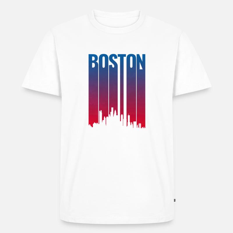 Boston Skyline Gradient Night - Männer Premium Bio T-Shirt - Weiß