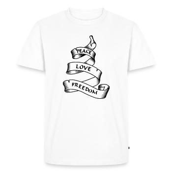 Paix amour liberté transparente - T-shirt Premium bio Homme - blanc - Devant - Nico (187cm)
