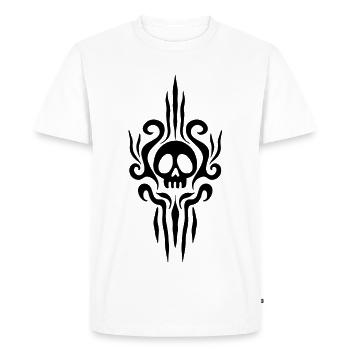 Crâne noir et tatouage - T-shirt Premium bio Homme - blanc - Devant - Nico (187cm)
