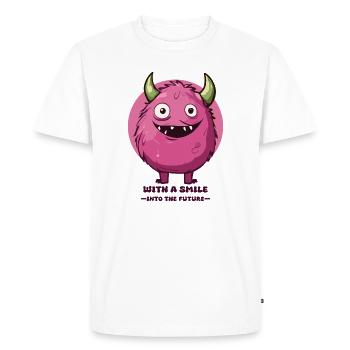 Into the future with a smile ! - Men's Premium Organic T-Shirt - white - Front - Nico (187cm)