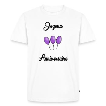 JOYEUX ANNIVERSAIRE - T-shirt Premium bio Homme - blanc - Devant - Nico (187cm)