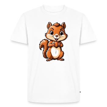 Cute Cartoon Squirrel Holding Acorn - Men's Premium Organic T-Shirt - white - Front - Nico (187cm)
