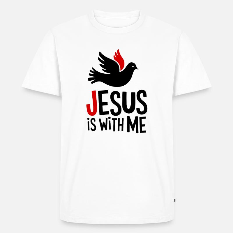 Jesus is with me - Männer Premium Bio T-Shirt - Weiß
