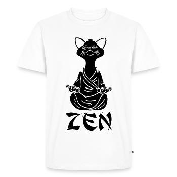Zen Black Cat - Men's Premium Organic T-Shirt - white - Front - Nico (187cm)