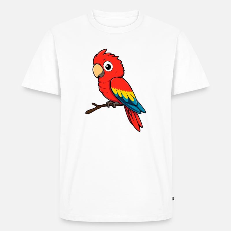 Papagei Roter Ara - Männer Premium Bio T-Shirt - Weiß