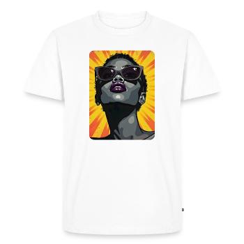 Femme noire Pop Art Design - T-shirt Premium bio Homme - blanc - Devant - Nico (187cm)