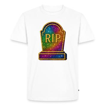 Galactic RIP Tombstone Glitter - Men's Premium Organic T-Shirt - white - Front - Nico (187cm)