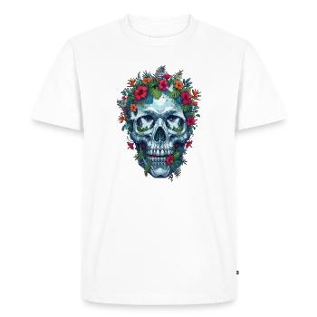 Crâne de cristal avec des fleurs tropicales - T-shirt Premium bio Homme - blanc - Devant - Nico (187cm)