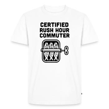 Transport en commun aux heures de pointe - T-shirt Premium bio Homme - blanc - Devant - Nico (187cm)