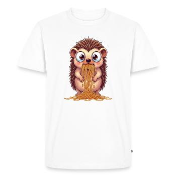 Cute hedgehog with spaghetti clumsy cartoon - Men's Premium Organic T-Shirt - white - Front - Nico (187cm)