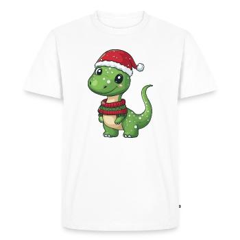 Dinosaure brontosaure Noël - T-shirt Premium bio Homme - blanc - Devant - Nico (187cm)