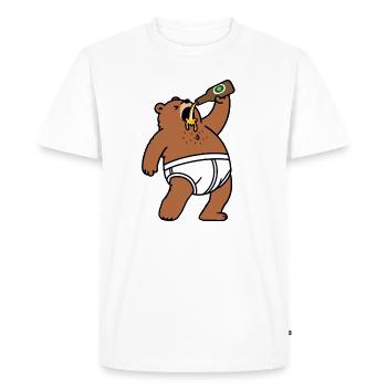Ours ivre boit une bière Berlin Bottle Party - T-shirt Premium bio Homme - blanc - Devant - Nico (187cm)