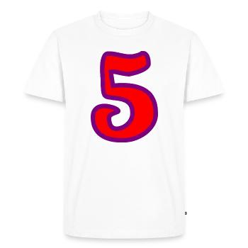 5. ANNIVERSAIRE. 5 ANS. 5e ANNIVERSAIRE - T-shirt Premium bio Homme - blanc - Devant - Nico (187cm)