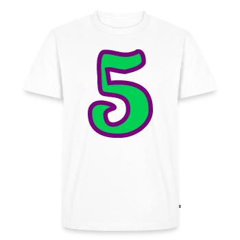 5. ANNIVERSAIRE. 5 ANS. 5e ANNIVERSAIRE - T-shirt Premium bio Homme - blanc - Devant - Nico (187cm)
