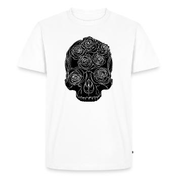 Dark Rose, Skull Rose - Men's Premium Organic T-Shirt - white - Front - Nico (187cm)